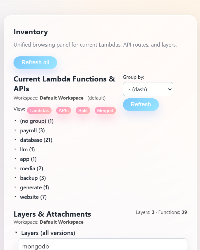 Lambda deploy view